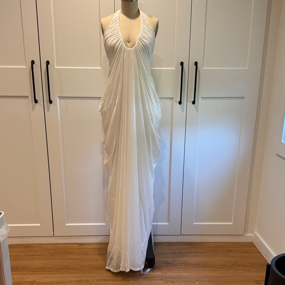 Draped white dress